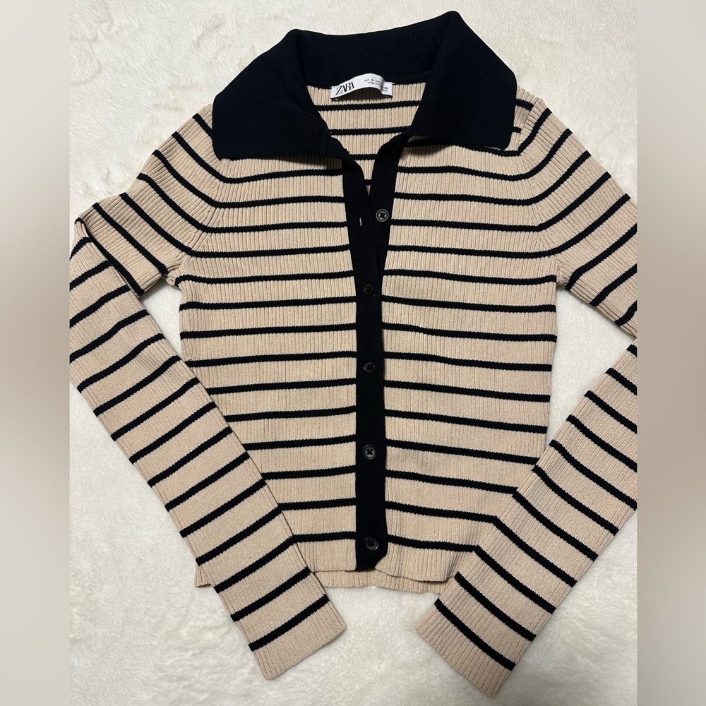 ZARA Striped Knit Cardigan